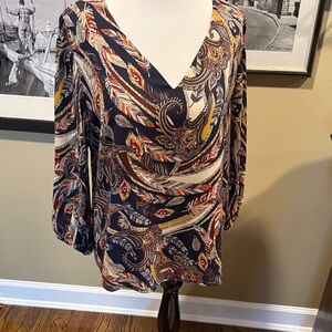Veronica M Multicolor Paisley V-Neck Blouse